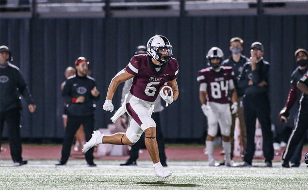 SCORING JAUNT - Pearland junior RB Dominic Serna (6) is on his way to a 75-yard scoring jaunt against Alief Hastings. Serna finished the game with 121 yards rushing on nine carries. Serna scored just before the first half ended giving the Oilers a 30-0 lead. Pearland went on to a 37-16 Homecoming victory. Pearland (6-1) will travel to Freedom Field to face the Shadow Creek Sharks in a District 23-6A showdown on Friday, November 13 at 7:00 p.m. (Photo by Lloyd Hendricks)